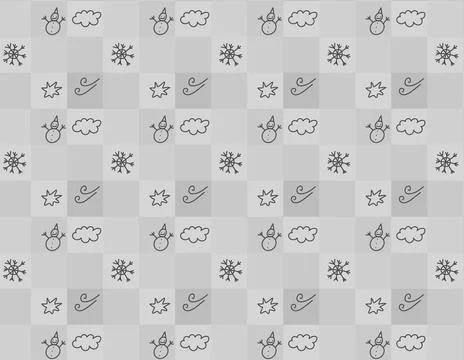 Seamless pattern of small squares, tiles with various small doodle icons wi.. Illustrazione stock