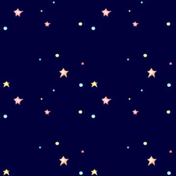Seamless pattern with small stars on a dark blue background. Stock Illustration