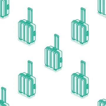 Seamless pattern with small suitcases on wheels isolated on white backgroun.. Stock Illustration