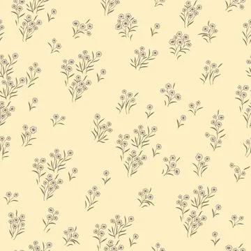 Seamless pattern with small, tiny wildflowers on a light background. Stock Illustration