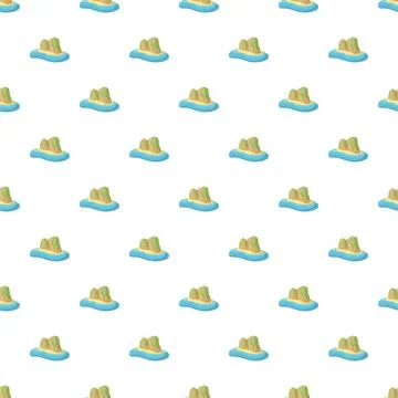 Seamless pattern of small tropical islands with mountains Stock Illustration