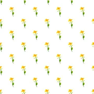 Seamless pattern of small yellow spring flowers Stockillustratie