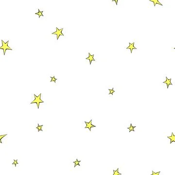 Seamless pattern of small yellow stars in doodle flat style. Simple color b.. Stock Illustration