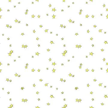 Seamless pattern of small yellow stars in doodle flat style. Simple color b.. Stock Illustration