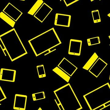 Seamless pattern with smart gadgets on black Stock Illustration