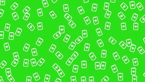 Seamless pattern of smart home mobile icons with wifi signal on green background Stock Footage 345539553