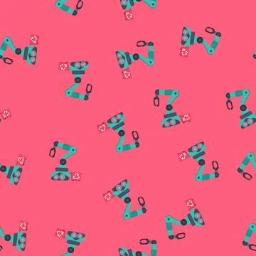 Seamless pattern smart mini robot sorting trash cartoon vector Stock Illustration