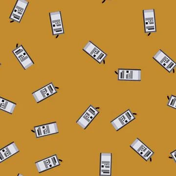 Seamless pattern smart mobile phone battery cartoon vector Stock Illustration