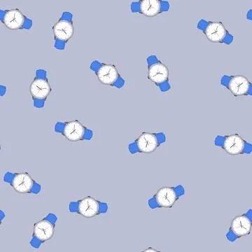 Seamless pattern smart watch wrist cartoon vector Stock Illustration