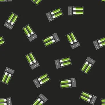 Seamless pattern smartphone aa battery charger cartoon vector Stock Illustration