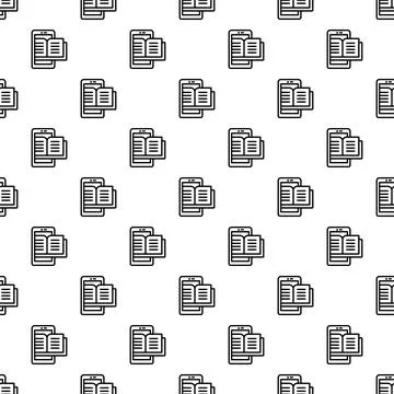 Seamless pattern with smartphone reading a digital ebook Illustrazione stock