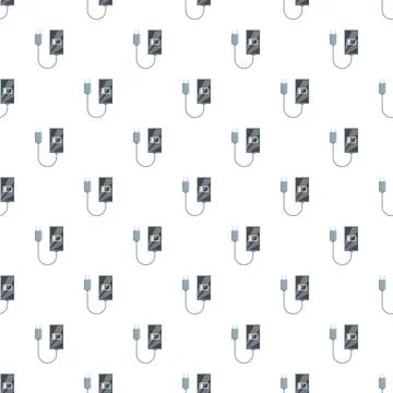 Seamless pattern with smartphones wirelessly charging battery 스톡 일러스트