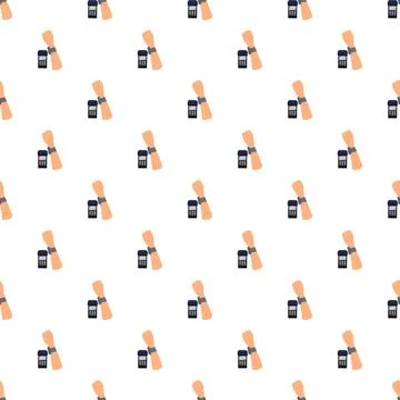 Seamless pattern with smartwatch payment against terminal 스톡 일러스트