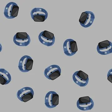 Seamless pattern smartwatch watch tracker cartoon vector Stock Illustration