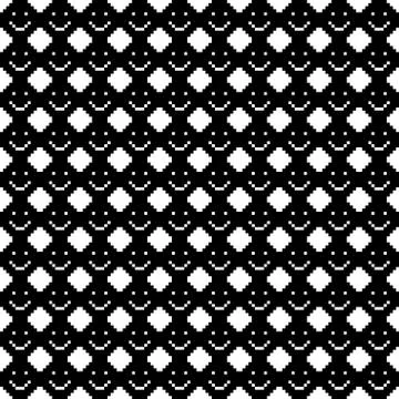 Seamless pattern with smile icons. Pixel art. Stock Illustration