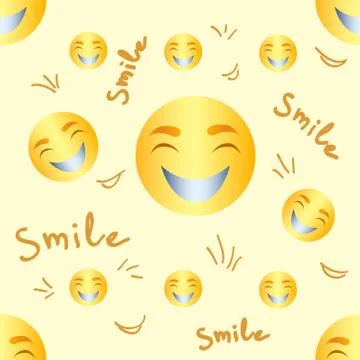 Seamless pattern Smile with lettering Stock Illustration