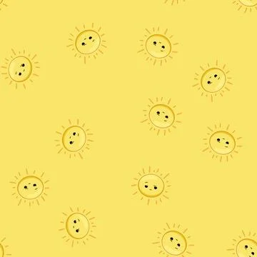 Seamless pattern smile sun character cartoon vector Illustrazione stock