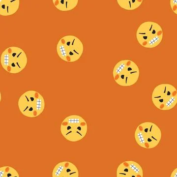 Seamless pattern smiley smiley cartoon vector Stock Illustration