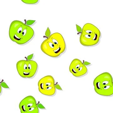 Seamless pattern with smiling apples Illustrazione stock