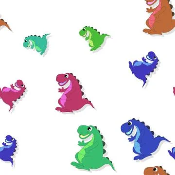 Seamless pattern with smiling colorful dragon on white Illustrazione stock