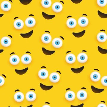 Seamless Pattern of Smiling Emoji with Pop Out Eyes Stock Illustration
