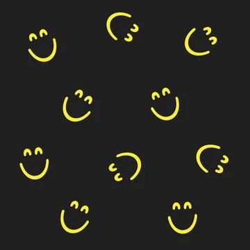 Seamless pattern with a smiling face. Emoji background. Smile line icon texture Stock Illustration