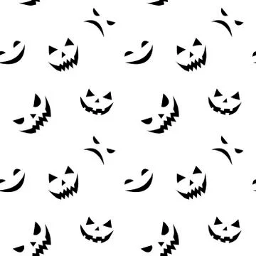 Seamless pattern of smiling faces ghosts in flat style. Vector Halloween's te Illustrazione stock