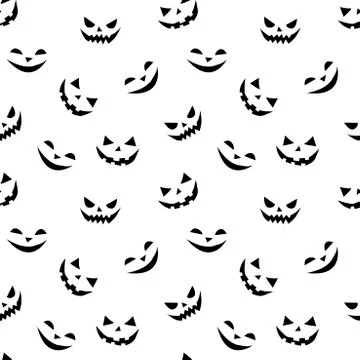Seamless pattern of smiling faces ghosts in flat style. Vector Halloween's te Illustrazione stock