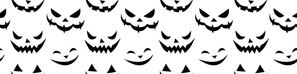 Seamless pattern of smiling faces ghosts in flat style. Vector Halloween's te Illustrazione stock