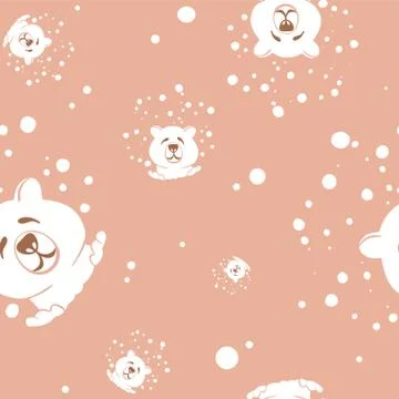 Seamless pattern with smiling head of polar bear with snow イラスト素材