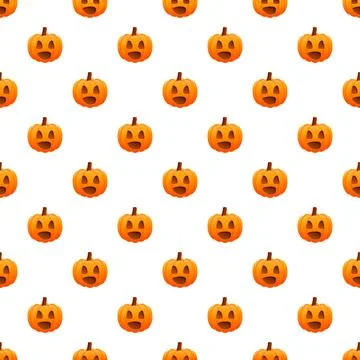 Seamless pattern with smiling jack o lantern pumpkins Illustrazione stock