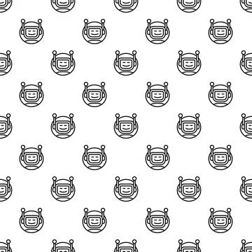 Seamless pattern with smiling robot chatbot heads Stock Illustration