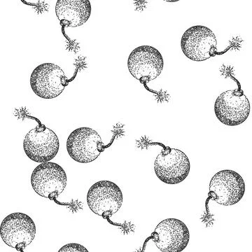 Seamless pattern smoke bomb sketch hand drawn Stock Illustration