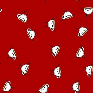 Seamless pattern smoke coffee mug character cartoon vector Stock Illustration