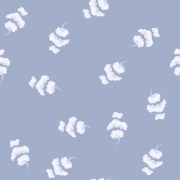 Seamless pattern smoke or steam cloud puff cartoon Stock Illustration