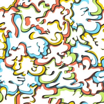 Seamless pattern with smooth geometric shapes Stock Illustration