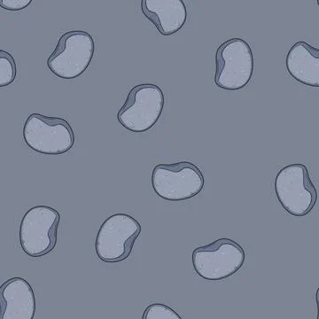 Seamless pattern Smooth grey river stone resting on white background Stock Illustration
