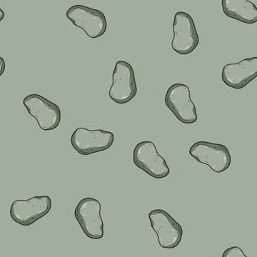 Seamless pattern Smooth river stone drawing on white background Stock Illustration