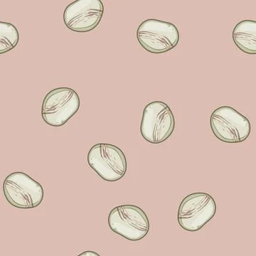 Seamless pattern Smooth river stone on white background Stock Illustration