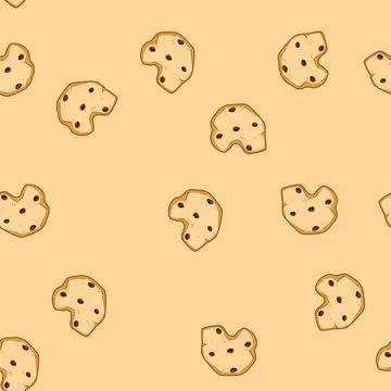 Seamless pattern snack oatmeal cookies cartoon vector Stock Illustration