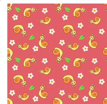 Seamless pattern with snail. Cartoon background  for kids. vector texture Stock Illustration