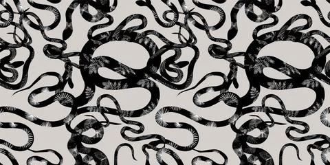 Seamless pattern with snakes. The border is serpentine. A repeating pattern.  스톡 일러스트