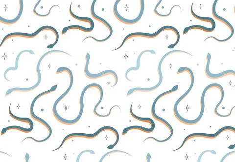 Seamless pattern with snakes. Repeating design element for fabric printing Stock Illustration