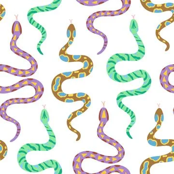 Seamless pattern with snakes. Vector illustration in simple contemporary bo.. Stock Photos
