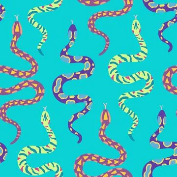 Seamless pattern with snakes. Vector illustration in simple contemporary bo.. Stock Photos
