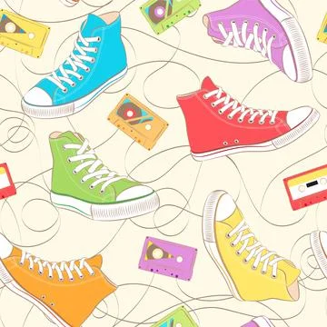 Seamless Pattern with sneakers Illustration