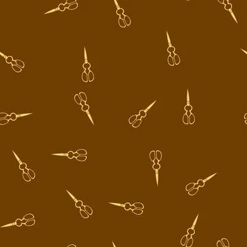 Seamless pattern snip gold scissor cartoon vector Stock Illustration