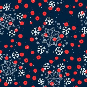 Seamless pattern with snow and paddub fruit - Vector Stock Illustration