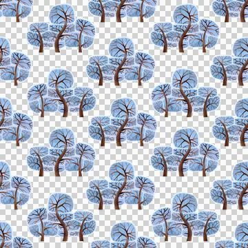Seamless pattern. Snow-covered trees. Watercolor illustrations of winter plants Stock Illustration