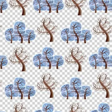 Seamless pattern. Snow-covered trees. Watercolor illustrations of winter plants Stock Illustration